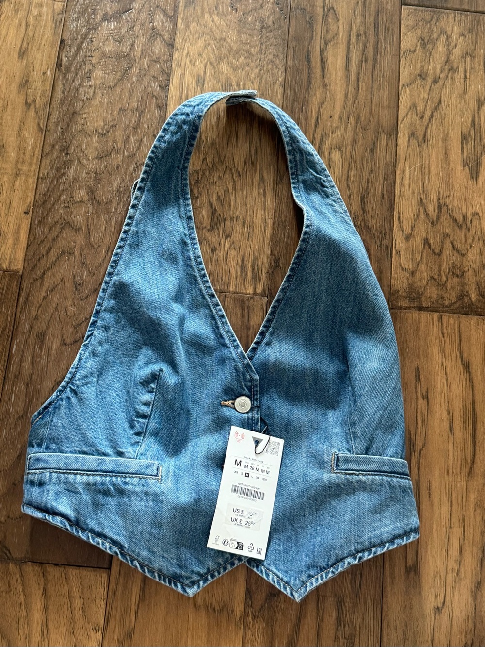 Zara Blue Denim Halter Vest